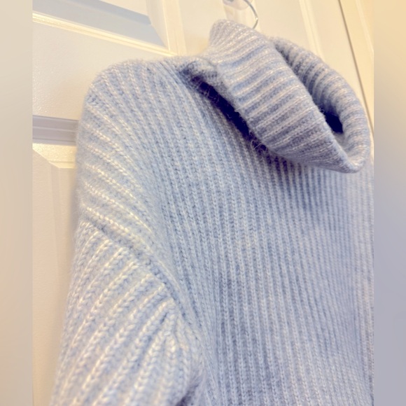 Thakoon Baby Blue Cropped Ribbed Turtleneck Sweater, size M - Picture 4 of 9